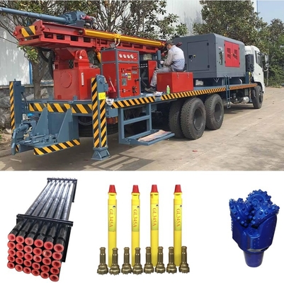 Gl300at 6x4 چاه آب حفاری کامیون گمانه نصب شده Dth با کمپرسور هوا